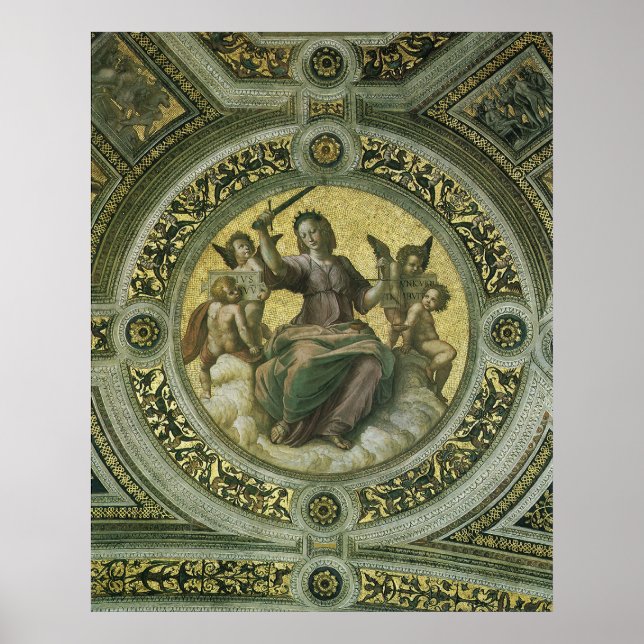 Roman Goddess Justice with Angels by Raphael Poster (Front)
