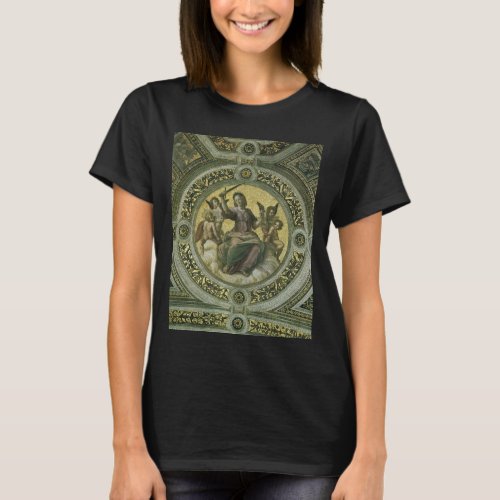 Roman Goddess Justice with Angels by Raphael T_Shirt