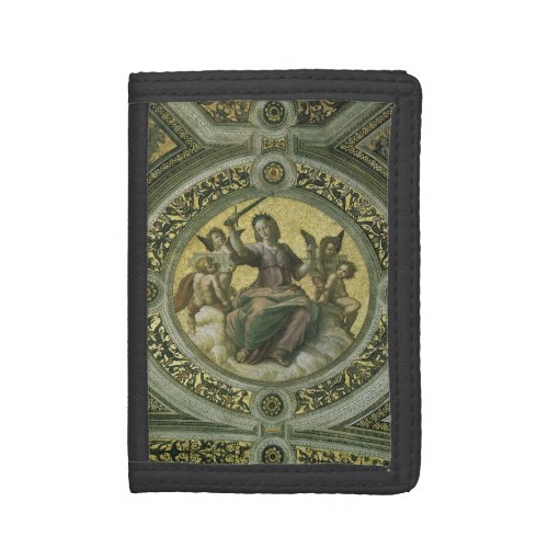 Roman Goddess Justice with Angels by Raphael Trifold Wallet