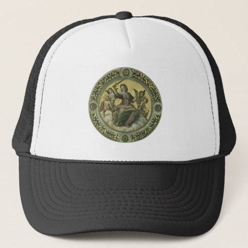 Roman Goddess Justice with Angels by Raphael Trucker Hat