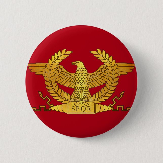 Roman Golden Eagle on Red Button (Front)