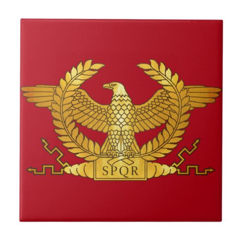 Roman Golden Eagle on Red Tile