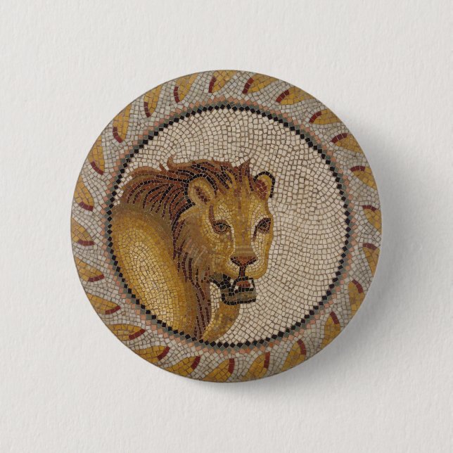 Roman Lion Mosaic Button (Front)