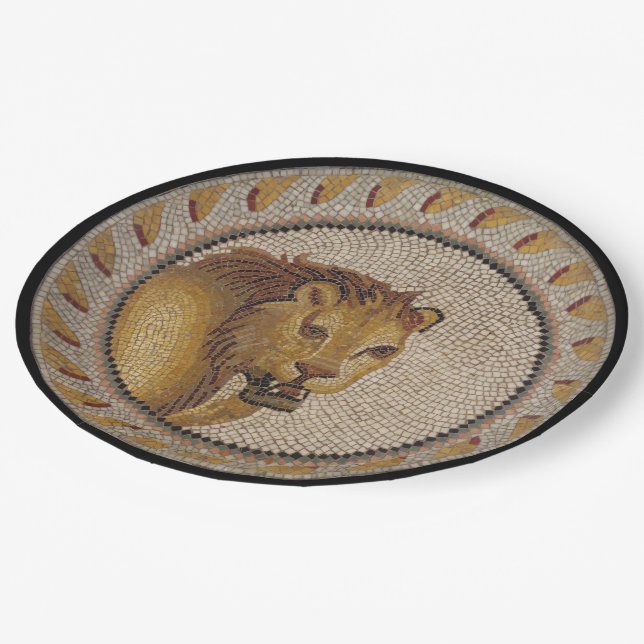 Roman Lion Mosaic Paper Plates (Angled)