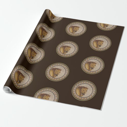 Roman Lion Mosaic Wrapping Paper