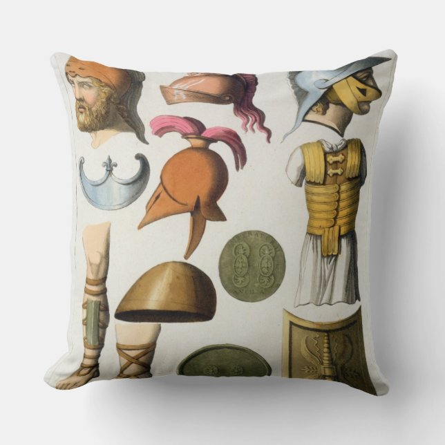 Roman military equipment, from 'Le Costume Ancien Throw Pillow (Front)