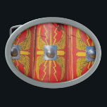 Roman Military Shield - Scutum Belt Buckle<br><div class="desc">Red decorated Roman Empire military shields scutums in a row and the text INVINCIBLE on t-shirts. Prints and gifts for fun and good mood.</div>