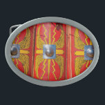 Roman Military Shield - Scutum Belt Buckle<br><div class="desc">Red decorated Roman Empire military shields scutums in a row and the text INVINCIBLE on t-shirts. Prints and gifts for fun and good mood.</div>