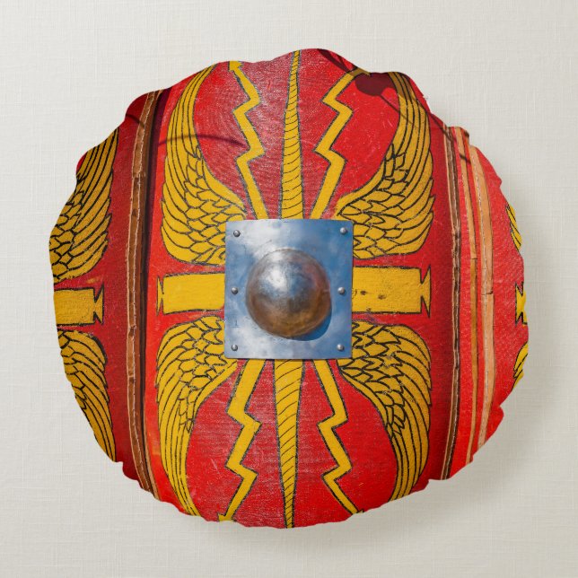 Roman Military Shield - Scutum Round Pillow (Back)
