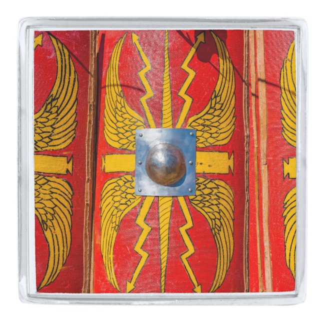 Roman Military Shield - Scutum Silver Finish Lapel Pin (Front)