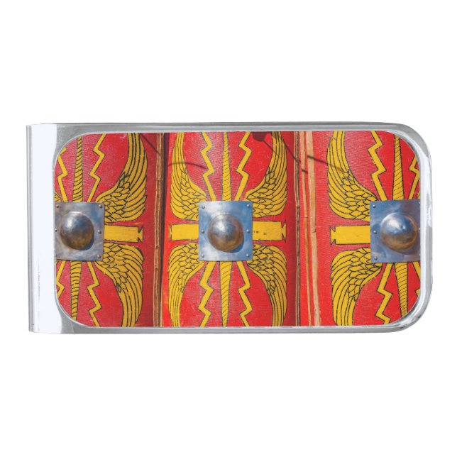 Roman Military Shield - Scutum Silver Finish Money Clip (Front)