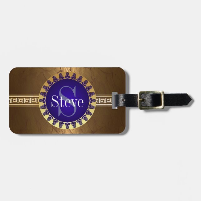 Roman Monogram Luggage Tag (Front Horizontal)