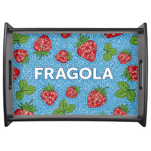 Roman Mosaic, Strawberry by Natasha Us Serving Tray