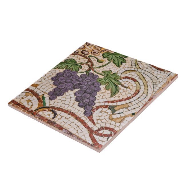 Roman Mosaic Style Grapes Ceramic Tile (Side)