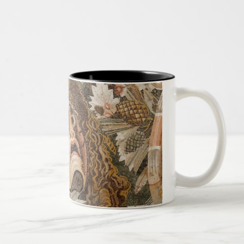 Roman mosaic with mask leaves and fruit Two_Tone coffee mug