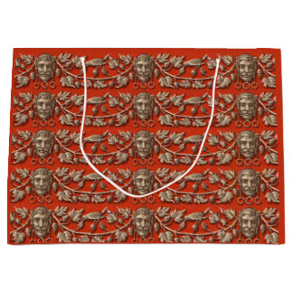 Roman mytholgy faces birds leaves print large gift bag