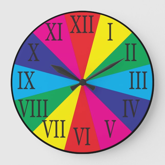 ROMAN NUMBERS color swatches Large Clock (Front)
