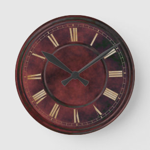 Roman Numbers Red Slab Large Clock