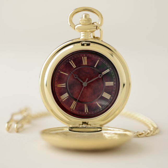 Roman Numbers Red Slab   Pocket Watch (Inside)