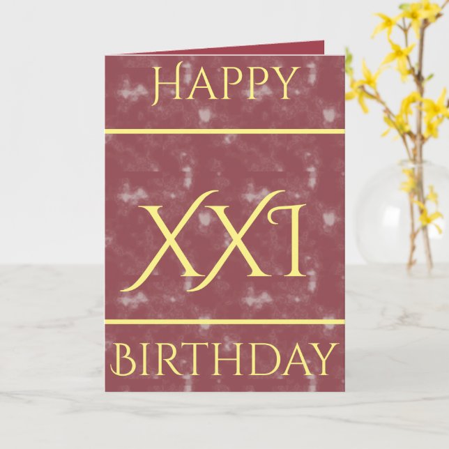 Roman Numeral 21st Birthday Greeting Card (Yellow Flower)