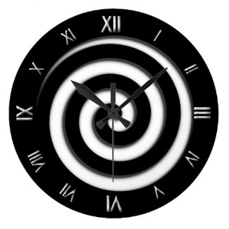 Roman Numeral Black Spiral Hypno Wall Clock