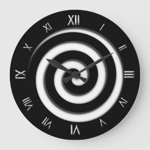 Roman Numeral Black Spiral Hypno Wall Clock