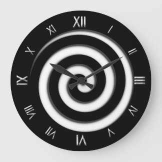 Roman Numeral Black Spiral Hypno Wall Clock
