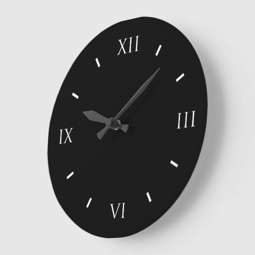 Roman Numeral Black Wall Clock (Round) Zazzle