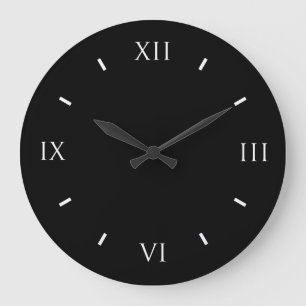 Roman Numeral Black Wall Clock (Round)