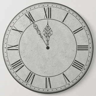 Roman Numeral Clock Face B&W Button