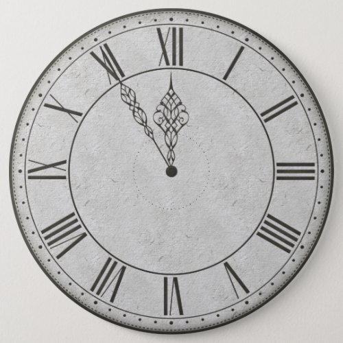 Roman Numeral Clock Face BW Button