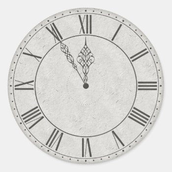 Roman Numeral Clock Face B&w Classic Round Sticker by VoXeeD at Zazzle