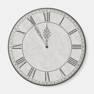 Roman Numeral Clock Face B&W Magnet