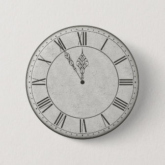 Roman Numeral Clock Face B&W Pinback Button