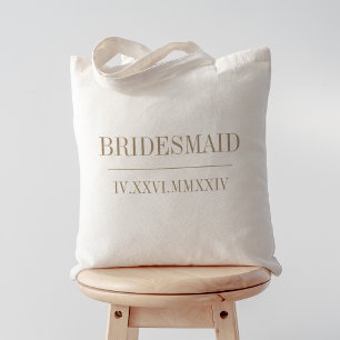 Roman Numeral Date Bridesmaid Bridal Party Tote Bag