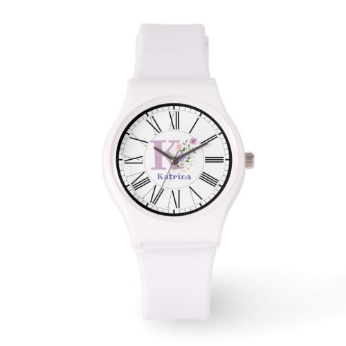 Roman Numeral Design with Initial and Name Watch