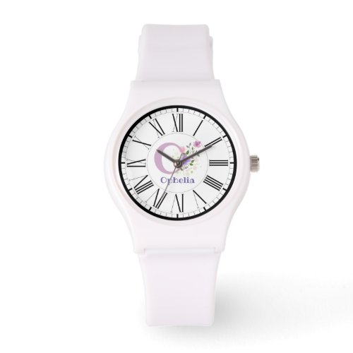 Roman Numeral Design with Initial and Name Watch