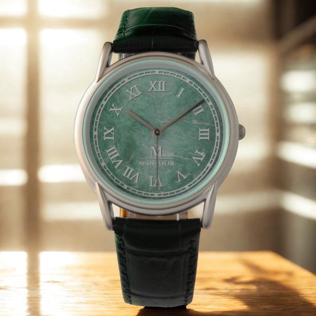 Roman Numeral Men's Watch – Jade-Inspired Face (Creator Uploaded)