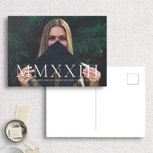 Roman Numeral Photo Grad Announcement Postcard
