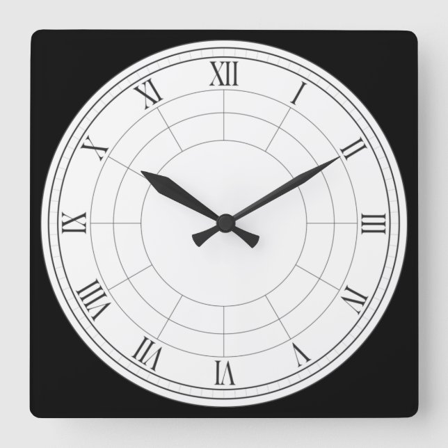 Roman Numeral Square Wall Clock (Front)