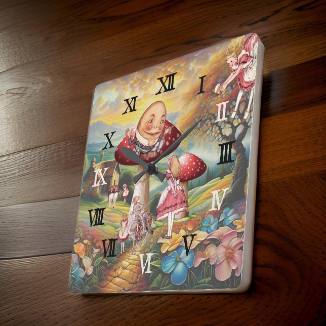  Roman Numerals Alice in Wonderland Square Wall Clock (Creator Uploaded)
