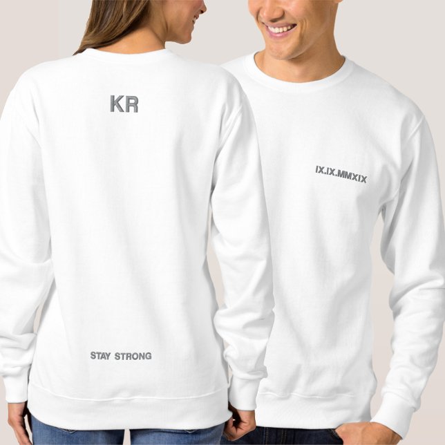 Roman Numerals Anniversary Special Date Matching Embroidered Sweatshirt (Creator Uploaded)