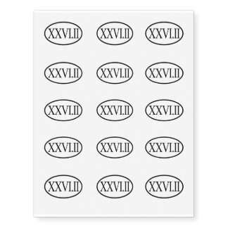 Roman Numerals Full Marathon 26.2 Temporary Tattoos