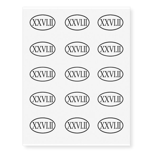 Roman Numerals Full Marathon 26.2 Temporary Tattoos (Front)