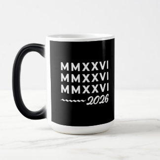 Roman Numerals MMXXVI – 2026 White Modern Typograp Color Morph Mug