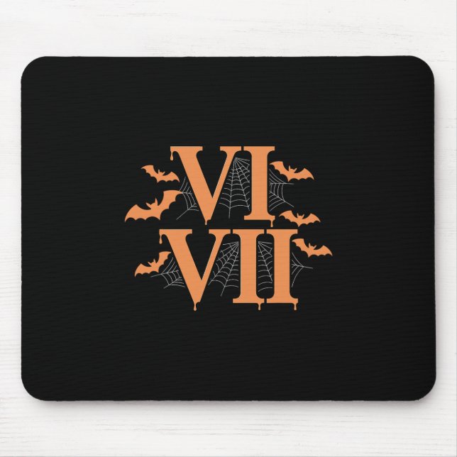 Roman Numerals Vi Vii 67 Meme Gen Alpha Halloween  Mouse Pad (Front)