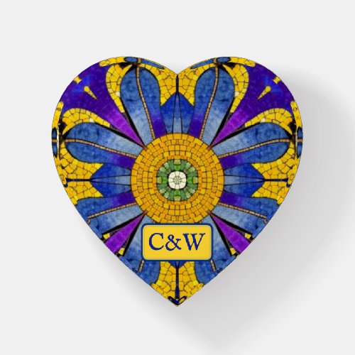 Roman Provence Blue  Yellow Inspired _ Initials Paperweight