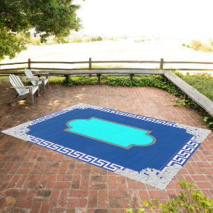 Roman Reflecting Pool with Greek Key Patio/Spa Outdoor Rug