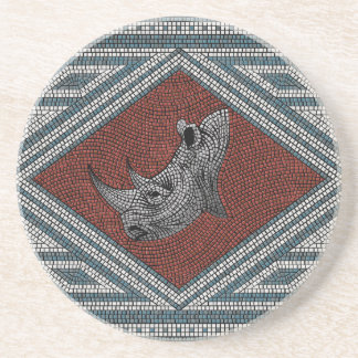 Roman Rhino Mosaic Drink Coaster