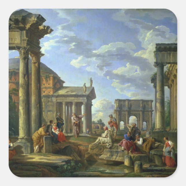 Roman Ruins with a Prophet, 1751 Square Sticker (Front)